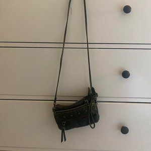 black faux leather purse